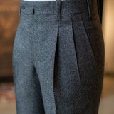 IGT VBC GRAY FLANNEL TAPERED TROUSERS