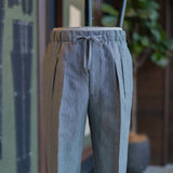 IGT LINEN STRIPE TAPERED EASY TROUSERS