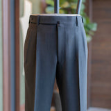 IGT STRETCH WOOL 2PLEATS TAPERED TROUSERS