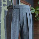 IGT BIO WASH DENIM 2PLEATS TROUSERS