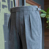 IGT BIO WASH DENIM 2PLEATS TROUSERS