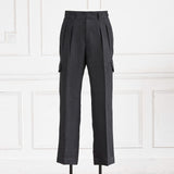 IGT BLACK LINEN DRESS CARGO TROUSER
