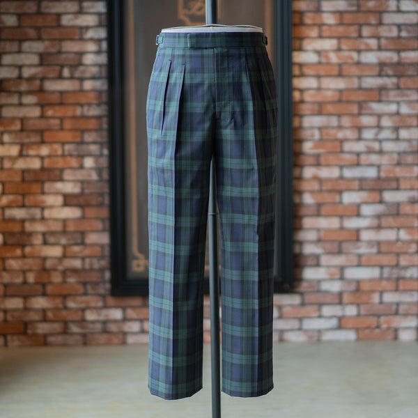 IGT BLACK WATCH 2PLEATED COTTON TROUSERS