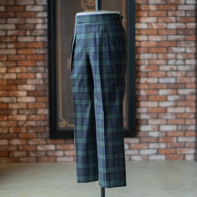 IGT BLACK WATCH 2PLEATED COTTON TROUSERS