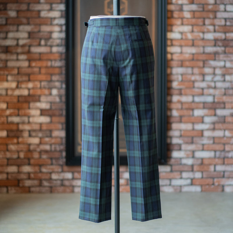 IGT BLACK WATCH 2PLEATED COTTON TROUSERS