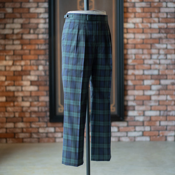 IGT BLACK WATCH 2PLEATED COTTON TROUSERS