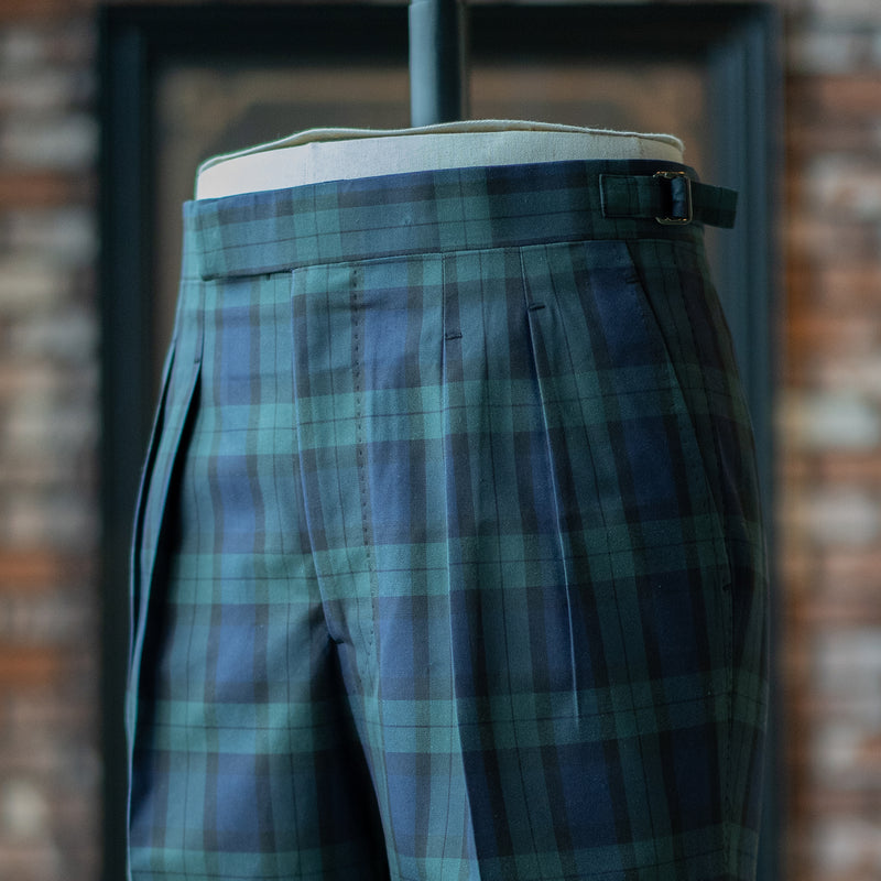 IGT BLACK WATCH 2PLEATED COTTON TROUSERS