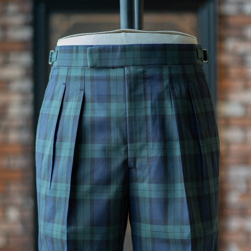 IGT BLACK WATCH 2PLEATED COTTON TROUSERS