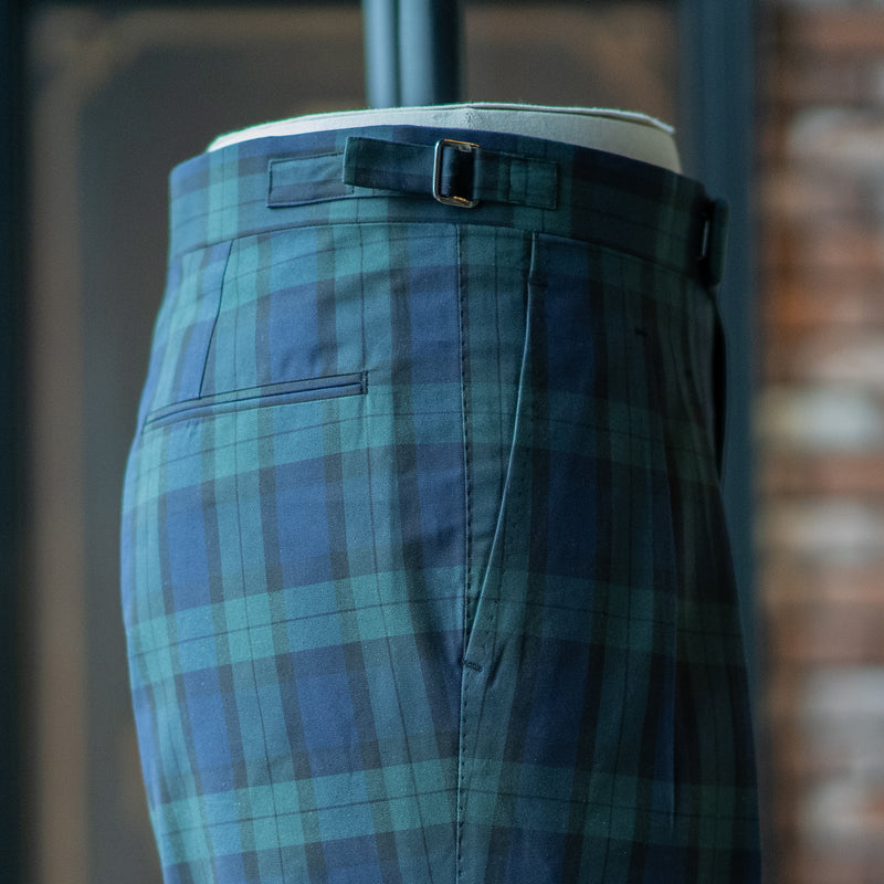 IGT BLACK WATCH 2PLEATED COTTON TROUSERS