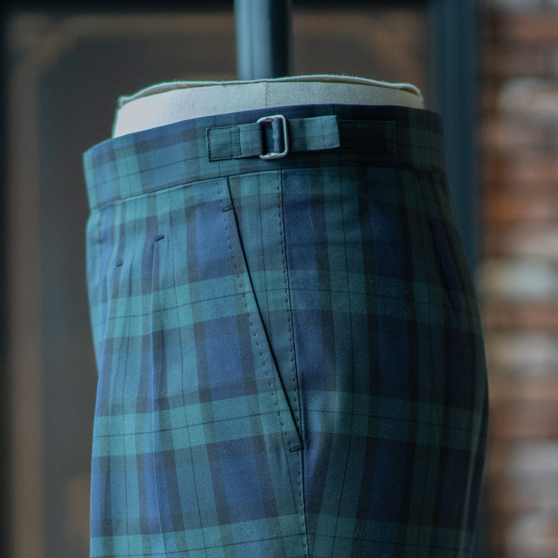 IGT BLACK WATCH 2PLEATED COTTON TROUSERS