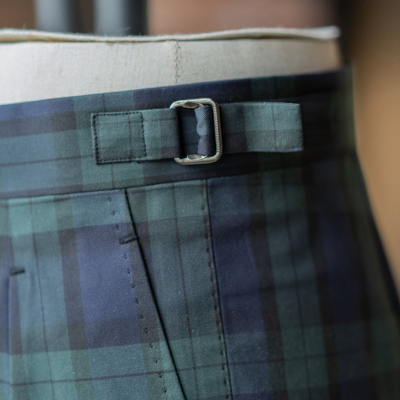 IGT BLACK WATCH 2PLEATED COTTON TROUSERS