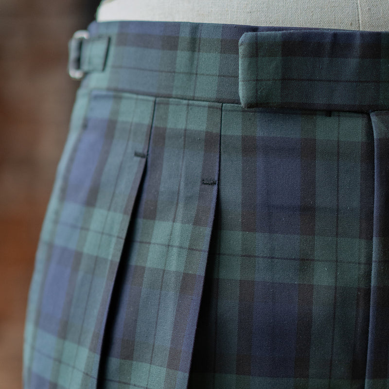 IGT BLACK WATCH 2PLEATED COTTON TROUSERS