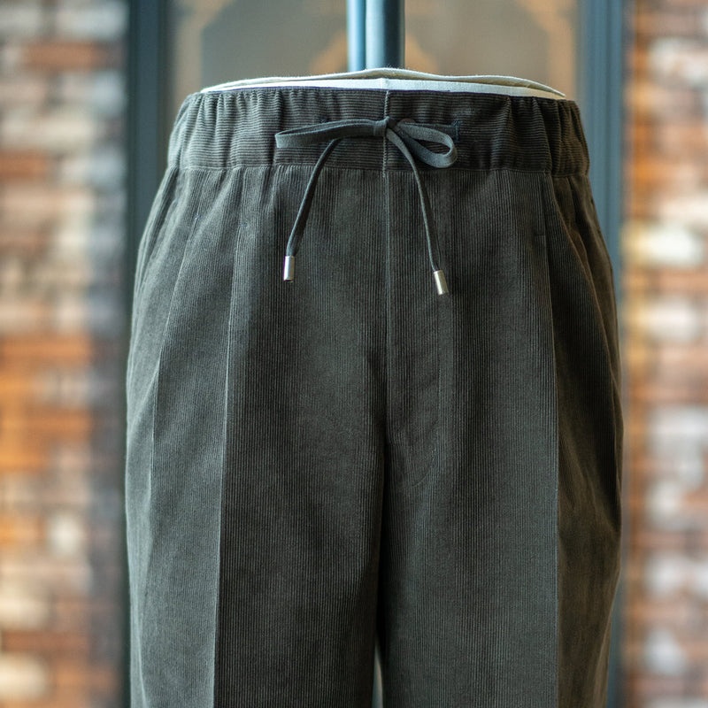 IGT DARK BROWN CORDUROY STRAIGHT EASY TROUSERS