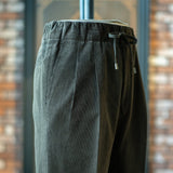 IGT DARK BROWN CORDUROY STRAIGHT EASY TROUSERS