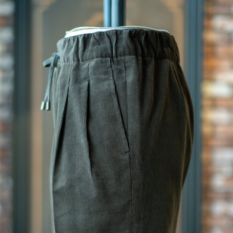 IGT DARK BROWN CORDUROY STRAIGHT EASY TROUSERS