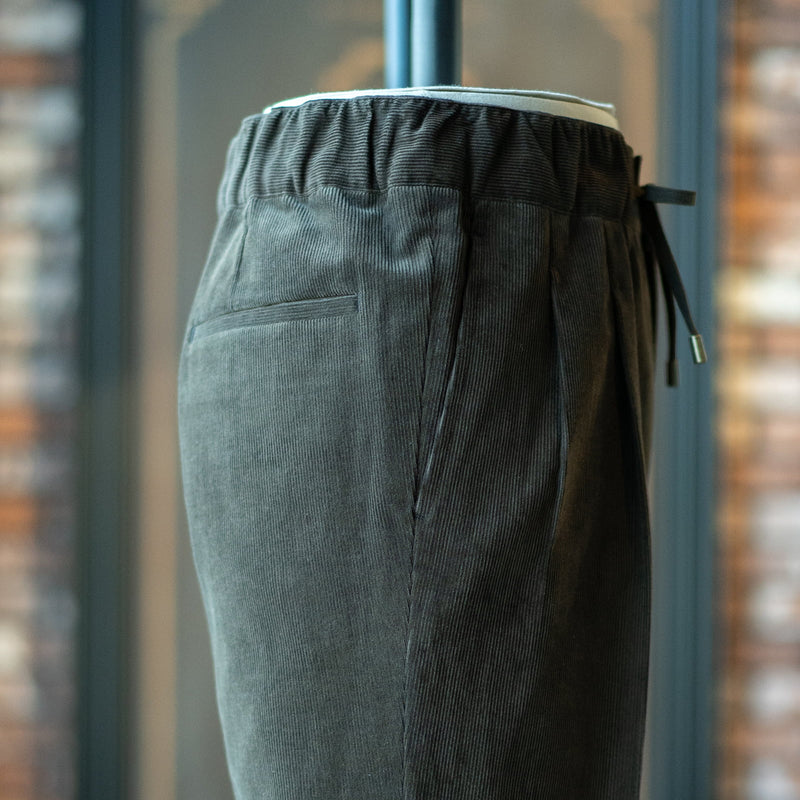 IGT DARK BROWN CORDUROY STRAIGHT EASY TROUSERS
