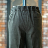 IGT DARK BROWN CORDUROY STRAIGHT EASY TROUSERS
