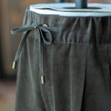 IGT DARK BROWN CORDUROY STRAIGHT EASY TROUSERS