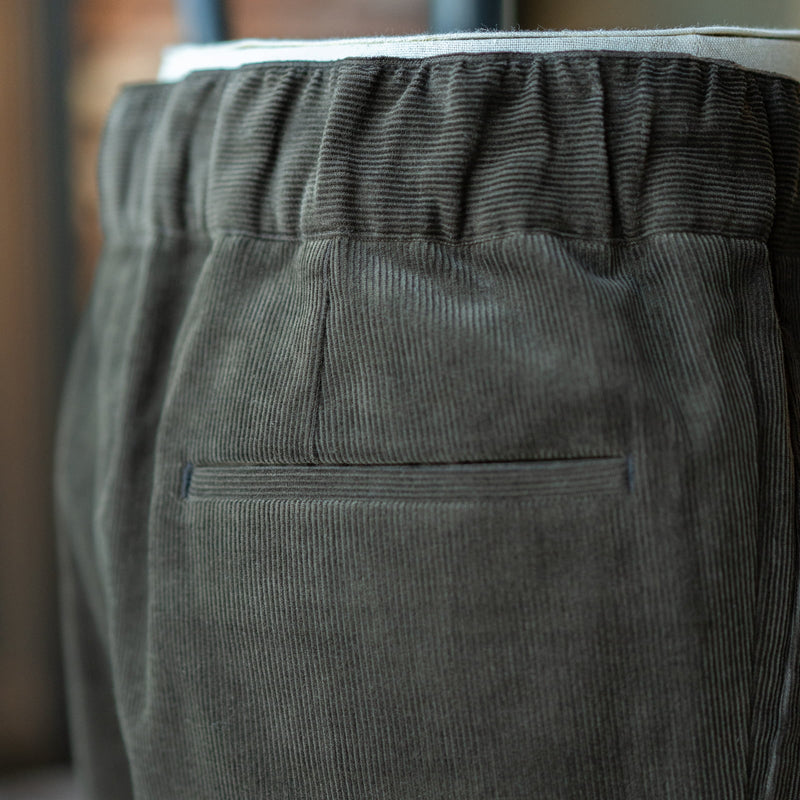 IGT DARK BROWN CORDUROY STRAIGHT EASY TROUSERS