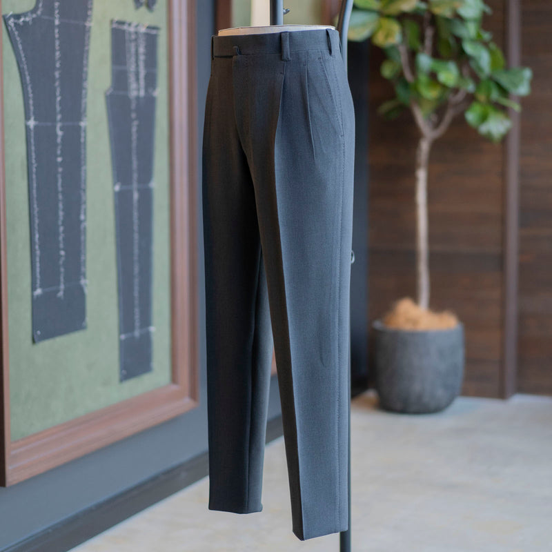 IGT STRETCH WOOL 2PLEATS TAPERED TROUSERS