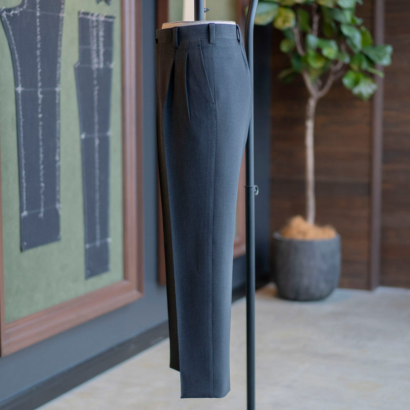 IGT STRETCH WOOL 2PLEATS TAPERED TROUSERS