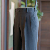 IGT STRETCH WOOL 2PLEATS TAPERED TROUSERS