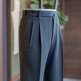 IGT STRETCH WOOL 2PLEATS TAPERED TROUSERS