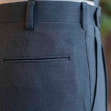 IGT STRETCH WOOL 2PLEATS TAPERED TROUSERS