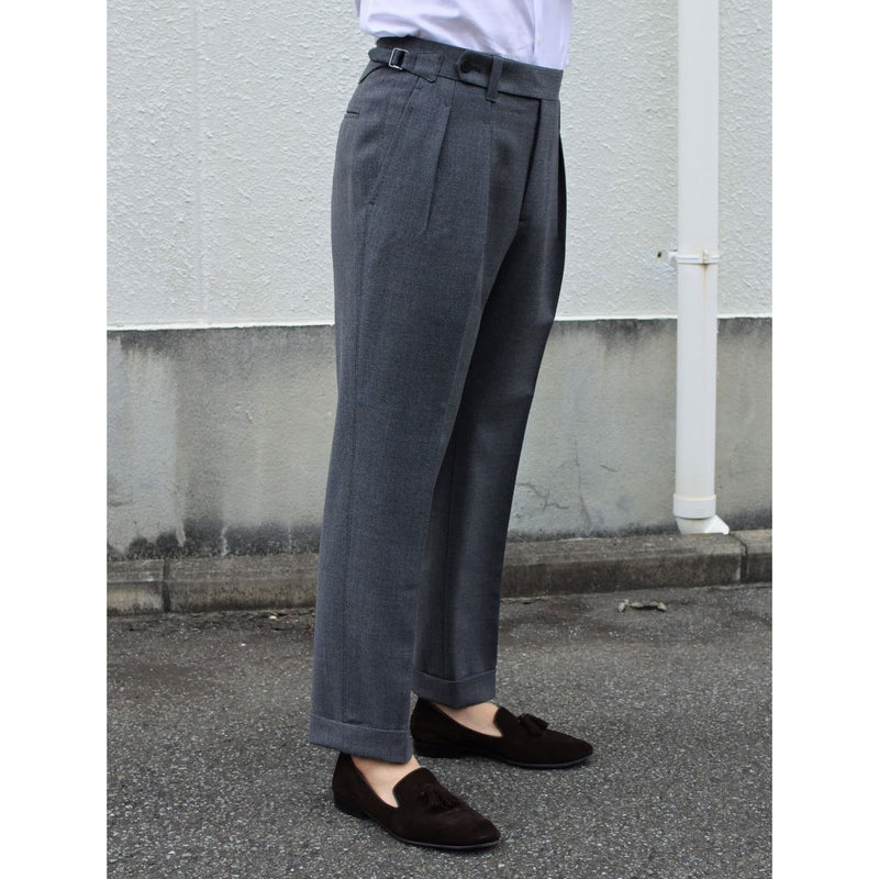 Italian style slim fit waist detailed men's trousers white T9767